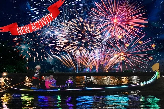 Enjoy fireworks from a gondola cruise in Waikiki at night