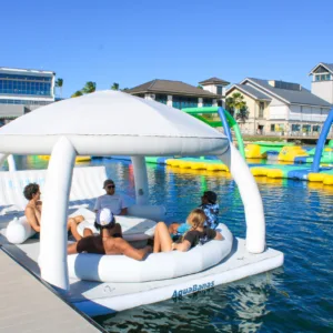 Relax on floating cabanas at Wai Kai Lagoon's AquaBanas
