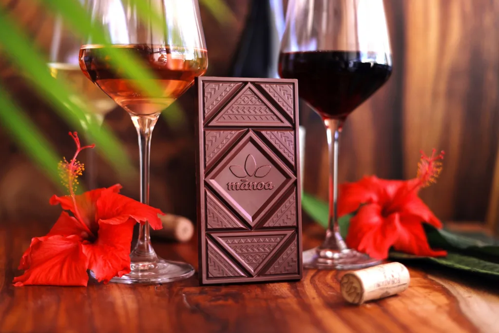 Enjoying wine and chocolate pairing in a cozy setting