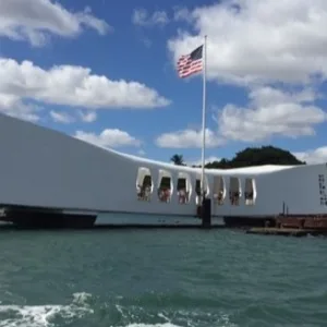 Visitors exploring the USS Arizona Memorial at Pearl Harbor