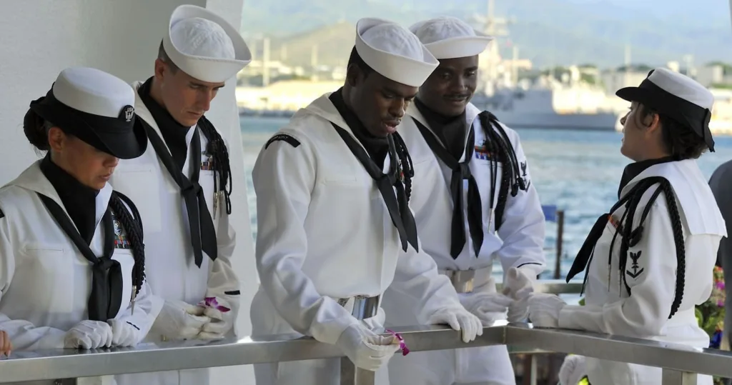 Historic USS Arizona Memorial surrounded by calm waters
