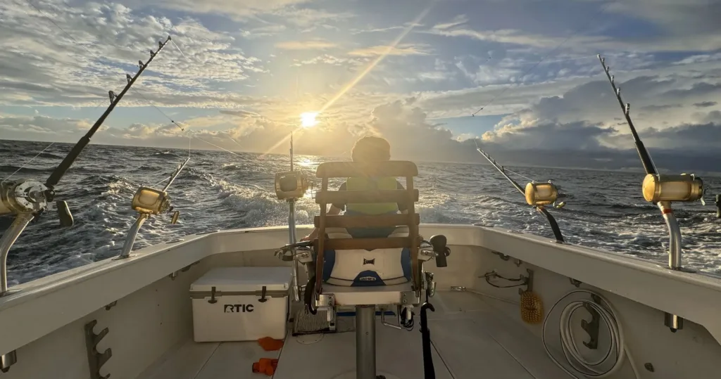 Sunset boat tour aboard the 31-foot Innovator vessel