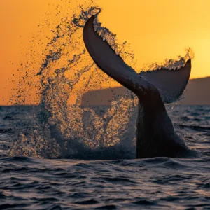 Couple dining outdoors during Maui sunset with whale watching