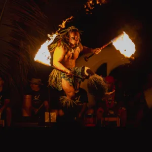 Guests enjoying a traditional Hawaiian luau experience