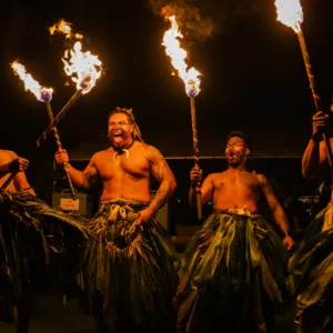Classic Hawaiian luau with traditional food and dance