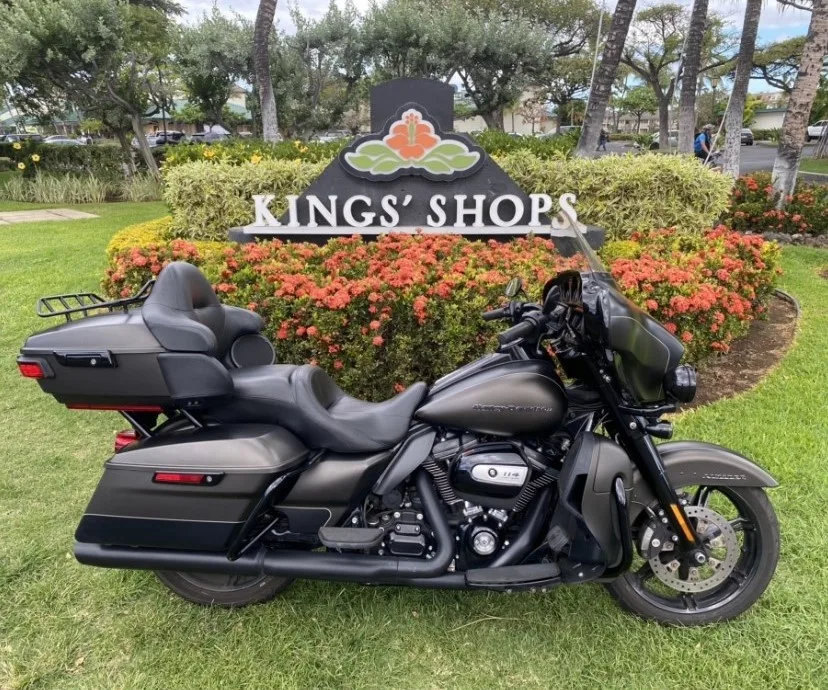 Close-up of a 2021 Ultra Limited motorcycle with navigation