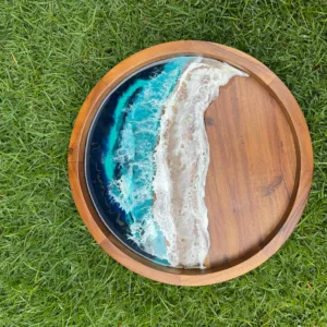 Epoxy resin lazy susan serving tray with island flair