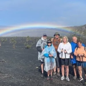 Hiker exploring Volcanoes National Park with private guide