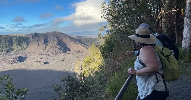 Private guide leading hike in Volcanoes National Park
