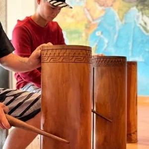 Close up of traditional Tahitian drum being played
