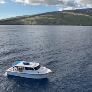 Private snorkel charter guests on powerboat Marjorie Ann