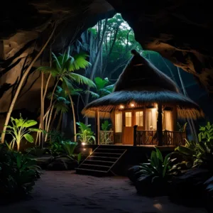 Exploring mysterious lava cave formations on island tour