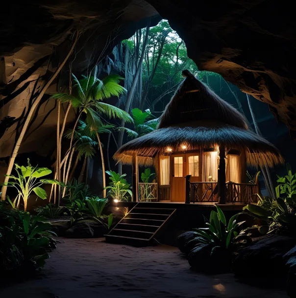 Exploring mysterious lava cave formations on island tour