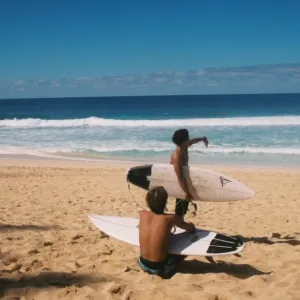 Group enjoying guided surf tour on North Shore waves