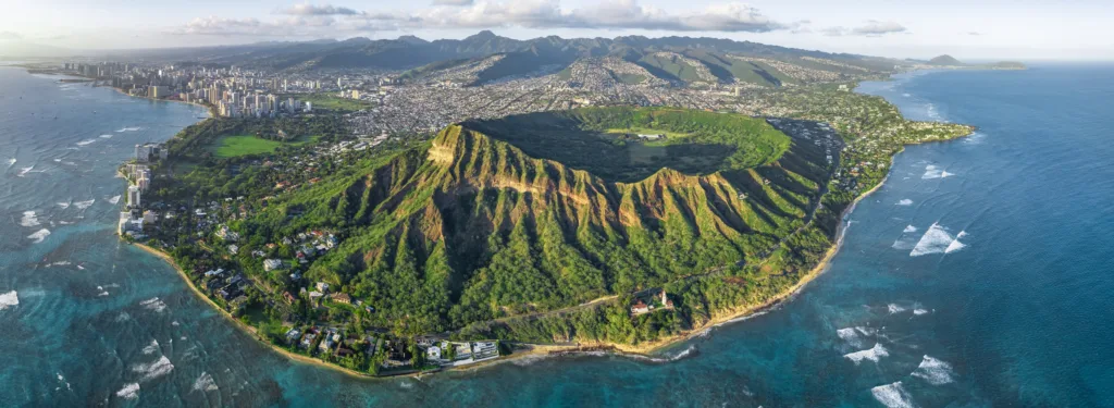View from Diamond Head summit on Waikiki hiking tour