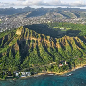 View from Diamond Head summit on Waikiki hiking tour