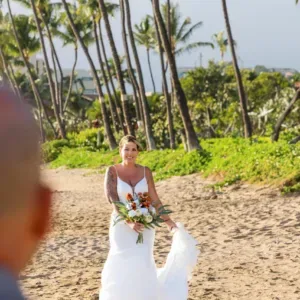 Beautiful beachfront wedding ceremony with ocean views