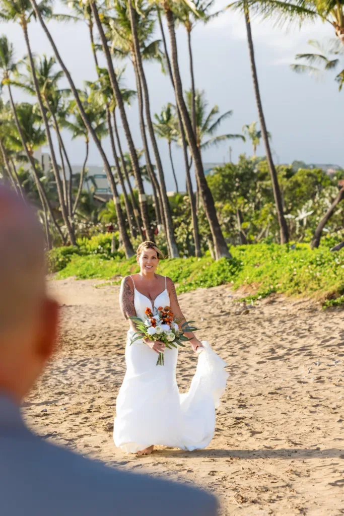 Beautiful beachfront wedding ceremony with ocean views
