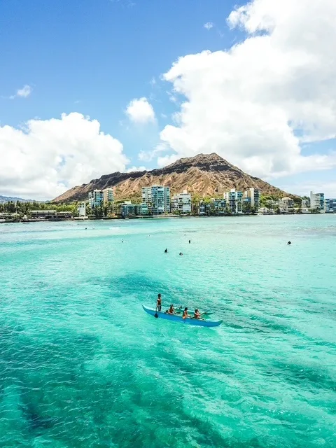 Participants learning traditional Hawaiian canoe surfing techniques