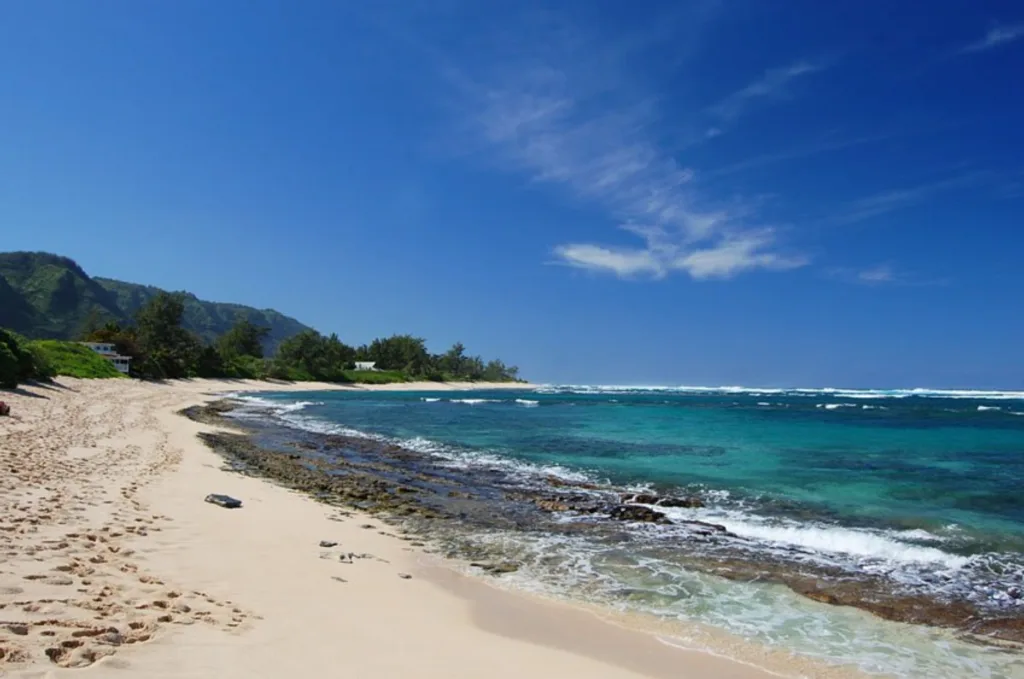 Tour group exploring North Shore coastline at sunset