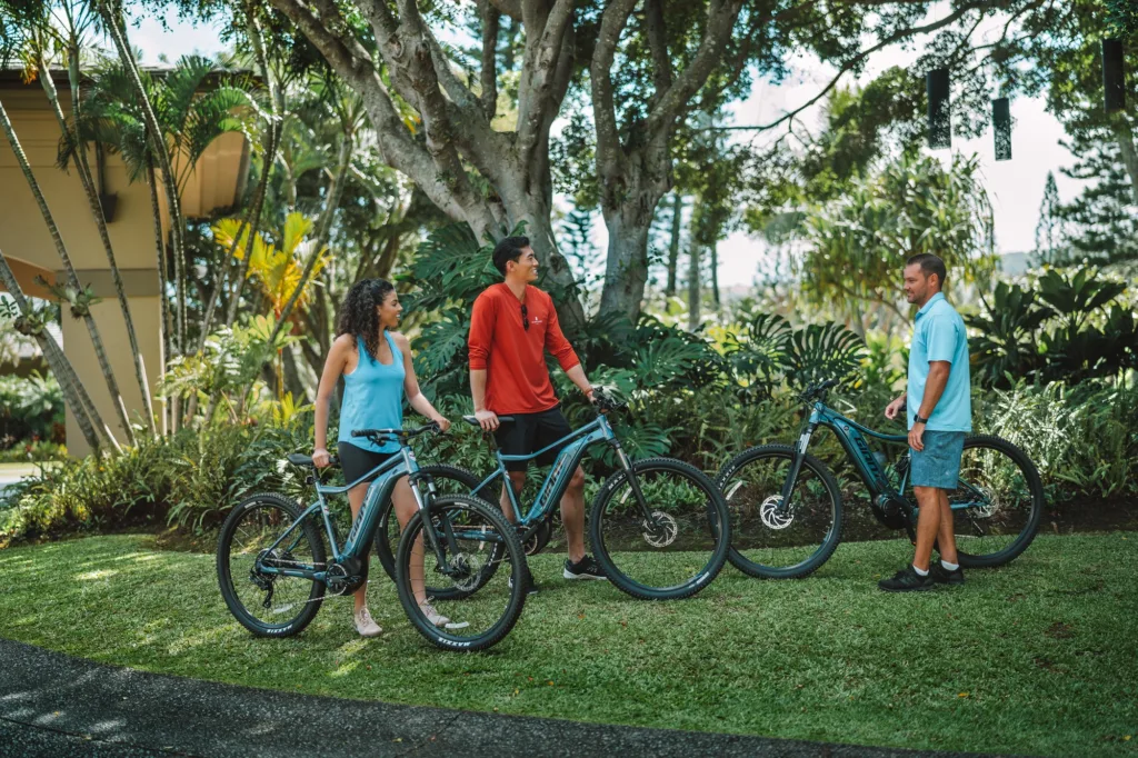 E-bike rider cruising along tropical island trails
