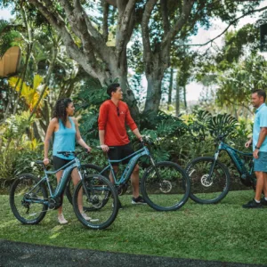 E-bike rider cruising along tropical island trails