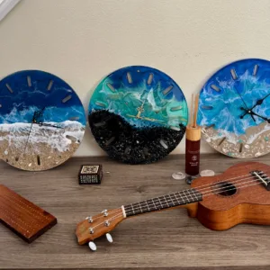 Creative epoxy resin ocean clock making workshop on Maui