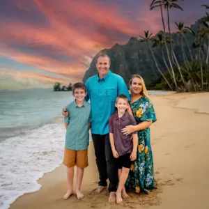 Couple posing for romantic photoshoot on Maui beach