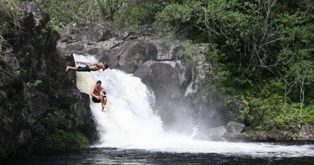 Private swim near a peaceful waterfall and river