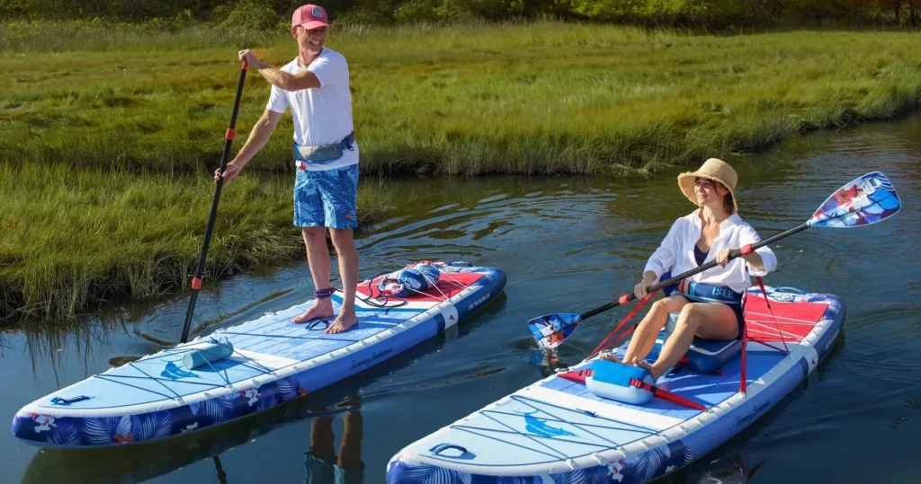 Hybrid stand-up paddleboard and kayak activity