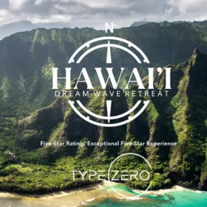 Surfers catching waves during an Oahu surf retreat adventure