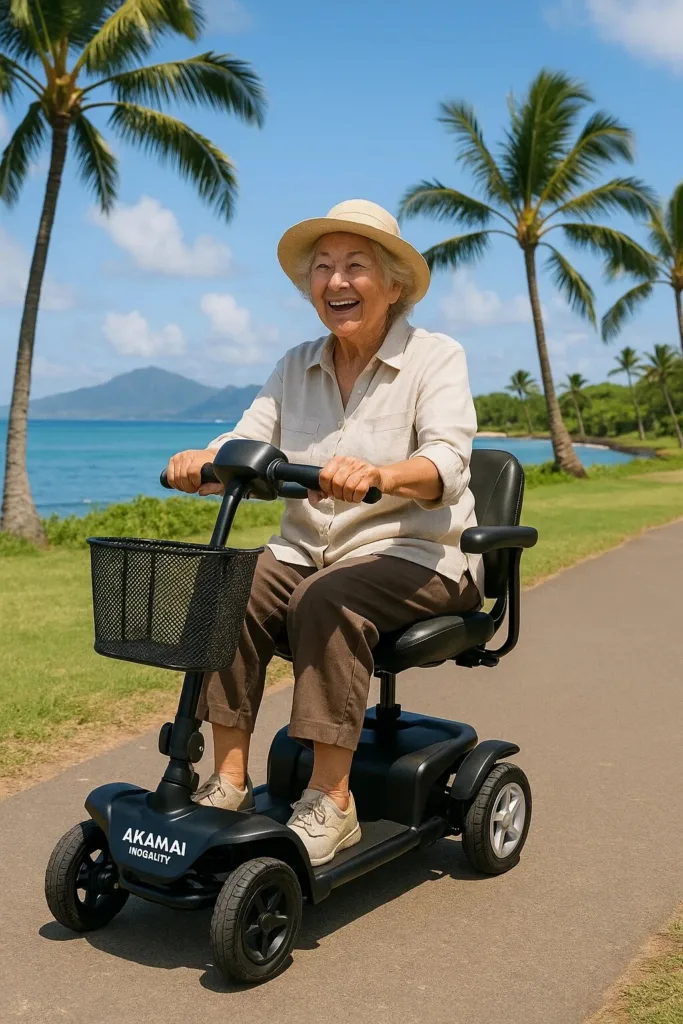 Lightweight mobility scooter ready for rental