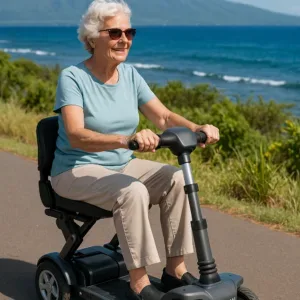 Foldable mobility scooter for smooth island rides