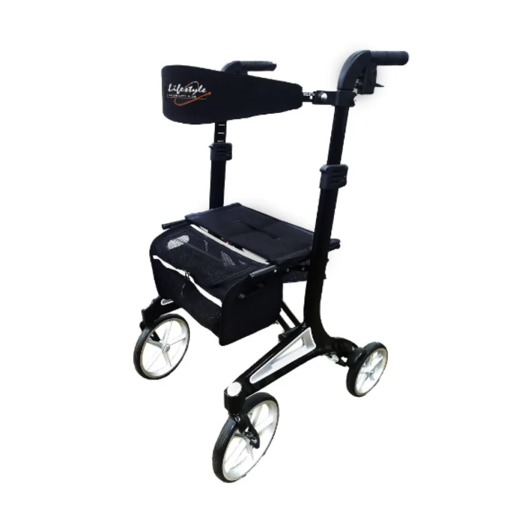 Ergonomic tall specialty rollator for scuba diving