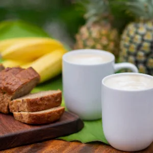 Farm-to-table breakfast with fresh fruit and kombucha tasting