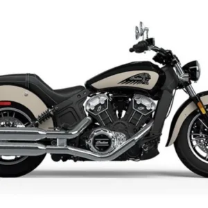 Indian Scout motorcycle parked on scenic coastal highway