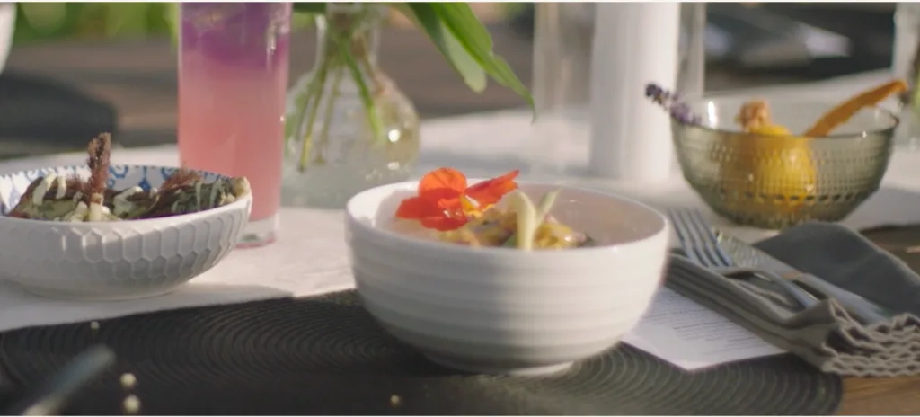 Couple enjoying elegant dinner with ocean view