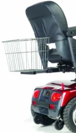 Scooter with big rear basket accessory on island path