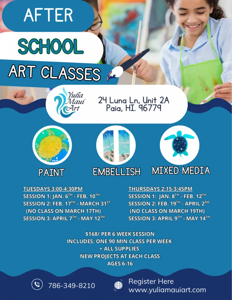 Children painting colorful artwork during after school class