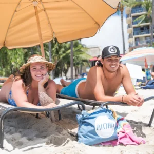 Beach umbrella and chair set available for full day use