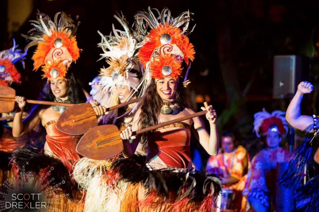 Sunset luau event at Sugar Beach with traditional Hawaiian music