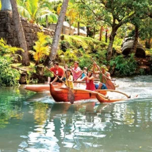 Traditional Polynesian dancers performing at cultural center event