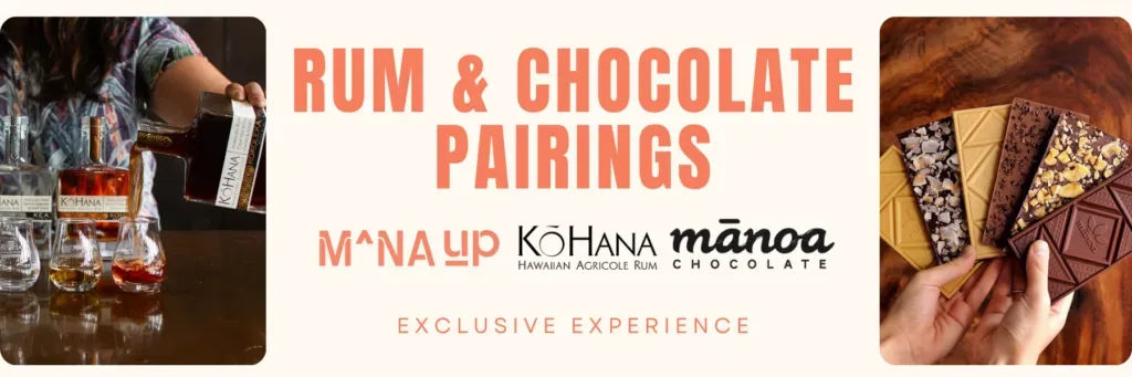 Sampling Hawaiian agricole rum paired with Manoa chocolate