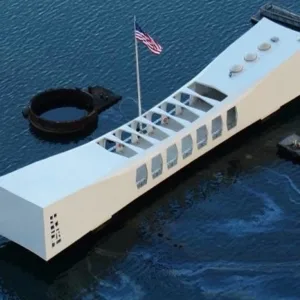 Historic Pearl Harbor memorial with calm waters
