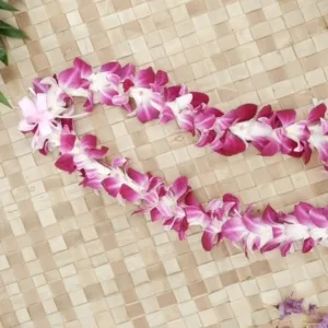 Traditional orchid lei greeting at Honolulu Airport