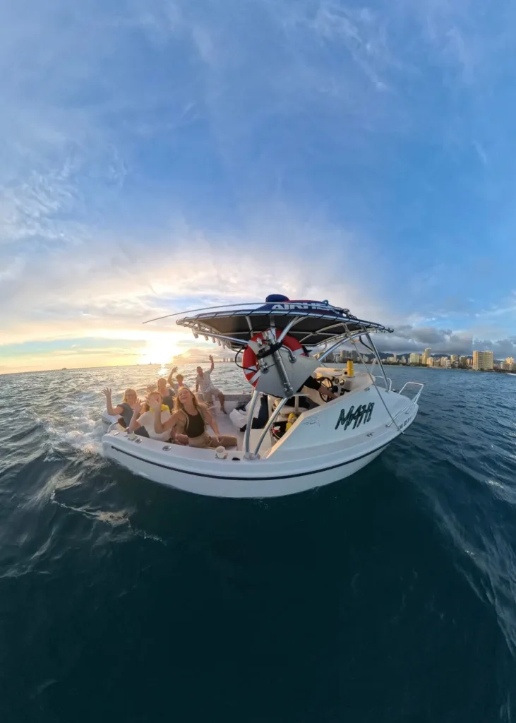 Private boat charter cruising on calm ocean waters