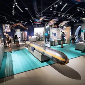 Tour group visiting Arizona Memorial at Pearl Harbor site