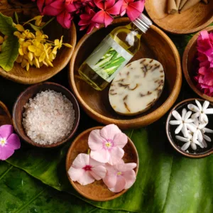Participants blending Hawaiian sea salts in workshop setting