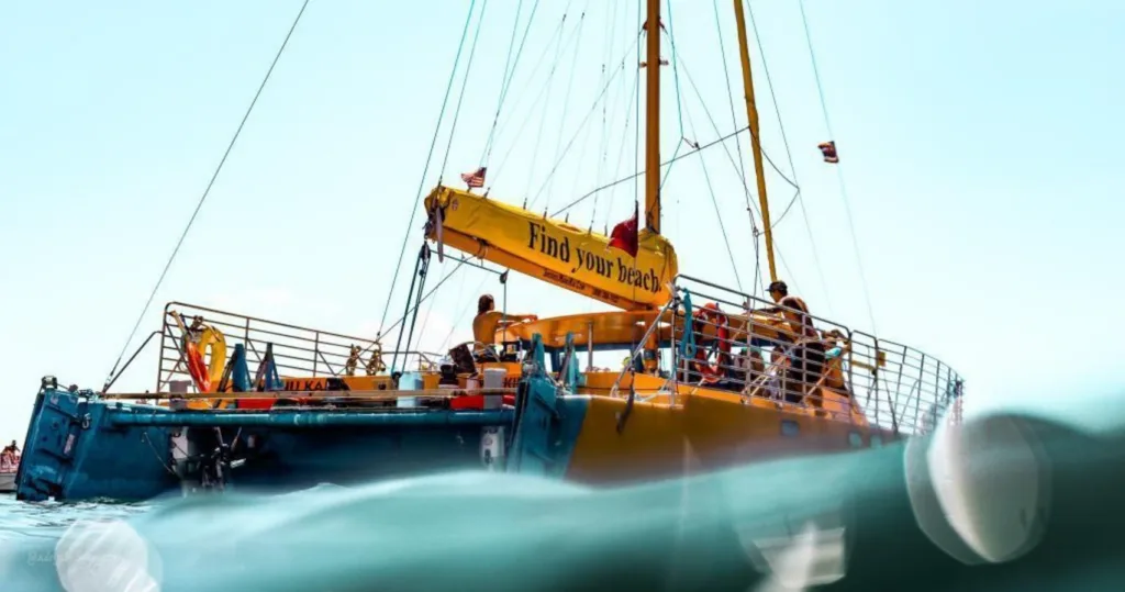 Snorkelers sailing through calm harbor waters near Waikiki