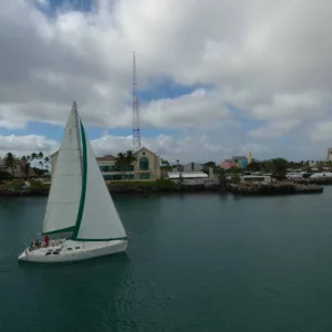 Beginner sailors learning basics on calm waters